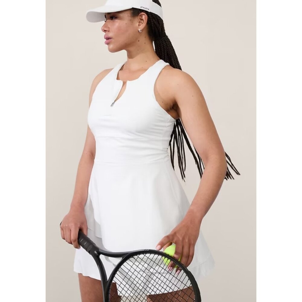 Athleta White Racerback Zip-Front Tennis Dress - Picture 6 of 7